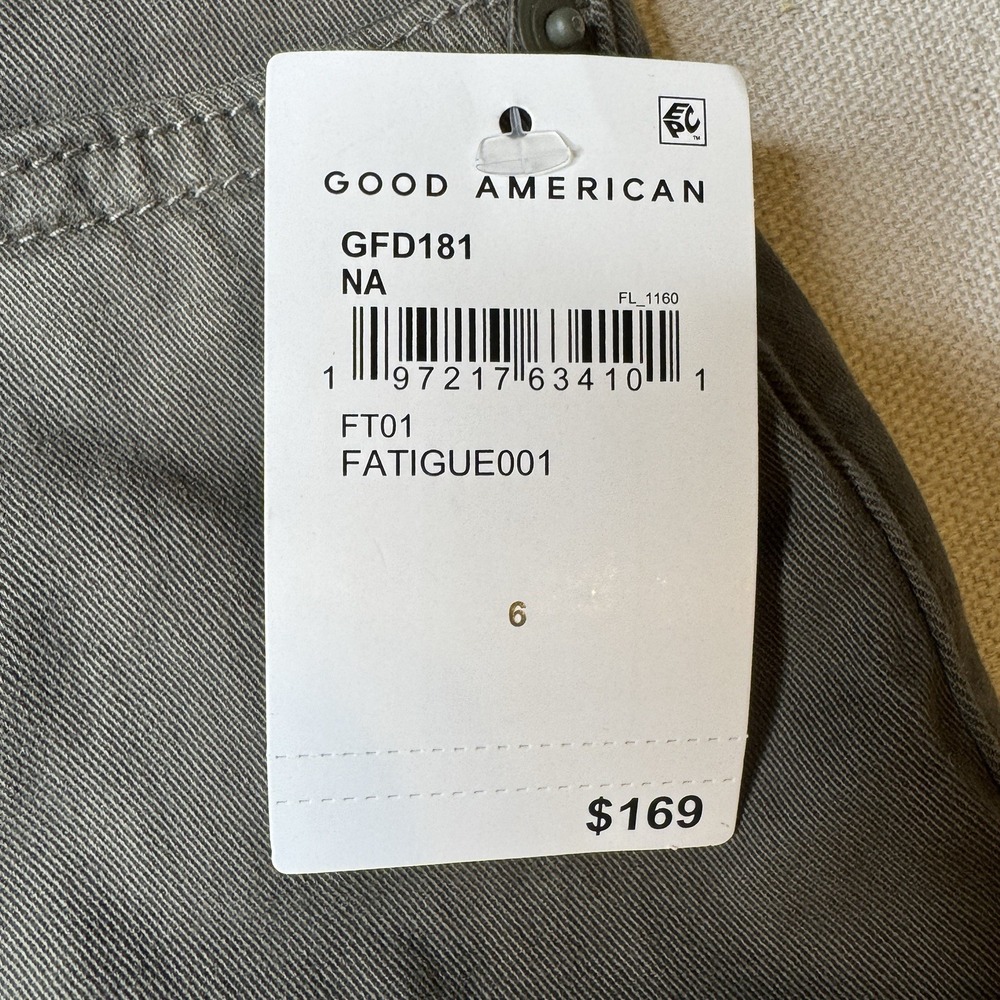 Good American Women's Wide Leg Flare Fatigue Pants 6/28 Green Stretch NWT - Picture 8 of 10